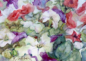 Old Glory In Bloom Katherine Weber Woodstock IL watercolor on Terraskin  SOLD
